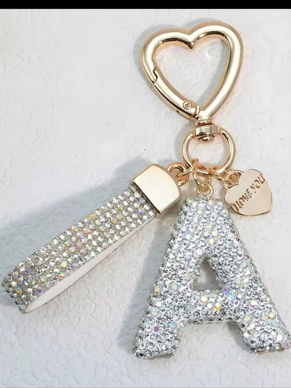 Shining Diamond Inlay 26 English Initial Letter Key Chain Car Bag Charm